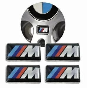 4pcs FOR BMW M SPORT ALLOY WHEEL BADGE STICKER EMBLEM DECAL BMW 17MM X 9MM - Foto 1 di 8