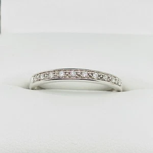 Ladies MHJ 10k Diamond Band White Gold RBC Diamonds 0.10ct TDW Size P Preloved - Picture 1 of 8