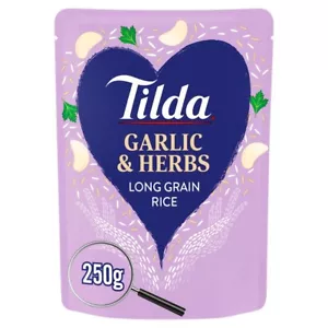 Tilda Mikrowelle Knoblauch & Kräuter Lang Maserung Reis 250g Packung 6 - Picture 1 of 1