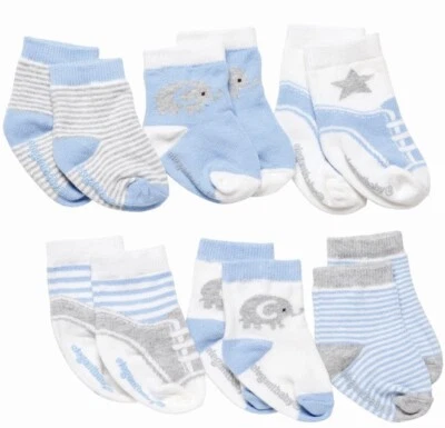 Шикарный Baby Premuim младенца мальчиков подарочный набор из 6 синий хлопок нескользящие носки 0-12 М - Изображение 1 из 3