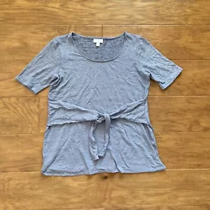 J.Jill Pure Jill Top Gr. S blau gestreift vorne zum Binden Kurzarm Leinenmischung - Bild 1 von 8