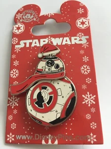 Disney Star Wars Christmas Holiday BB 8 With Red Santa Hat & Scarf Spinner Pin - Picture 1 of 1
