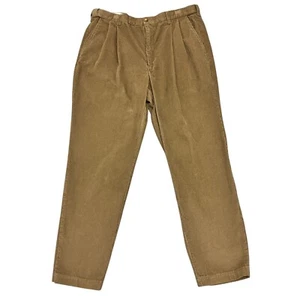 Haggar Corduroy Trousers Pleated Relaxed Fit Beige Mens 36W 29L 100% Cotton - Picture 1 of 14