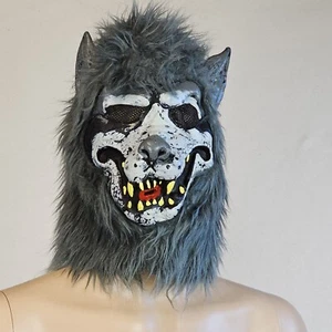 Werewolf Bad Wolf Gray Halloween Latex Full Overhead Face Mask Cosplay Dog - Picture 1 of 4
