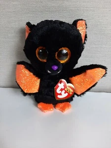 Ty Beanie Boos Echo Halloween Fledermaus 6 Zoll Plüschtier schwarz orange Glitzer neu mit Etikett - Bild 1 von 11