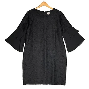 Nuevo con etiquetas Vestido de Encaje CHICO'S Talla 2.5/L/14 Negro Cambio MOTB Carrera Acampanado Mangas Transparentes - Imagen 1 de 12