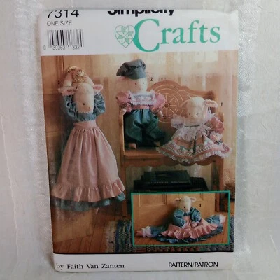 Vintage Simplicity Crafts Pattern 7314 Lamb Doll Draft Stopper Clothes CUT 1991 - Image 1 of 4