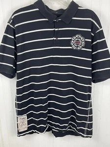 Camisa polo para hombre de manga corta FUBU Collection parche NY a rayas negras 2XL - Imagen 1 de 8