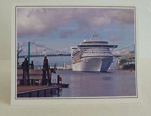 San Pedro California Notizkarten Vincent Thomas Bridge mit Kreuzfahrtschiff - Bild 1 von 1