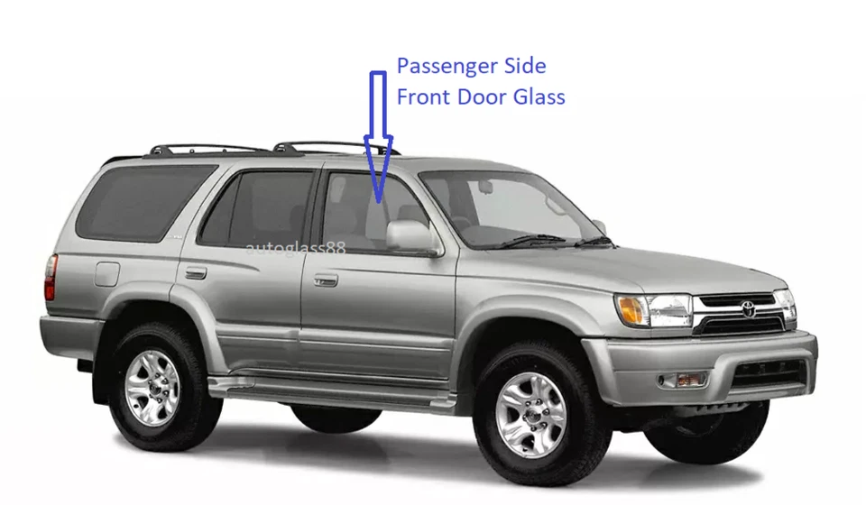 Fits 1996 to 2002 Toyota 4Runner Front Door Window Passenger Side (Right) - Image 1 of 1