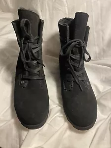 Stivali donna BEARPAW Krista taglia 9 neri scamosciati slip on scarpe invernali alla caviglia - Foto 1 di 6