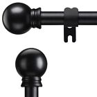 Curtain Rod For Windows 48-84 Adjustable 5/8 Inch Black Curtain Rods Set With