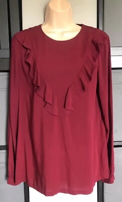 HOBBS Top Office blouse Work Occasion burgundy red city UK 12 M - Image 1 of 4