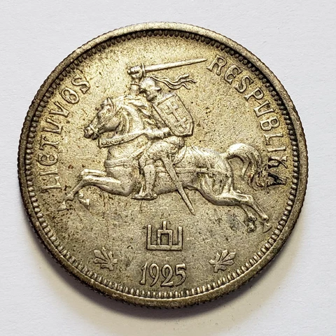 1925 Lithuania 5 Litai Silver - .217 ASW - KM78 - SKU-F6819 Cover