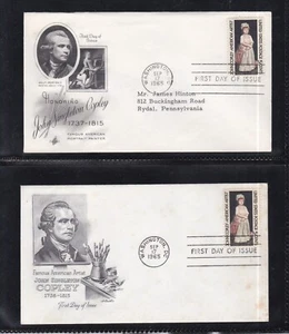 USA 1965 2 FIRST DAY COVERS JOHN SINGLETON COPLEY ART PAINTING + CACHET - Picture 1 of 1