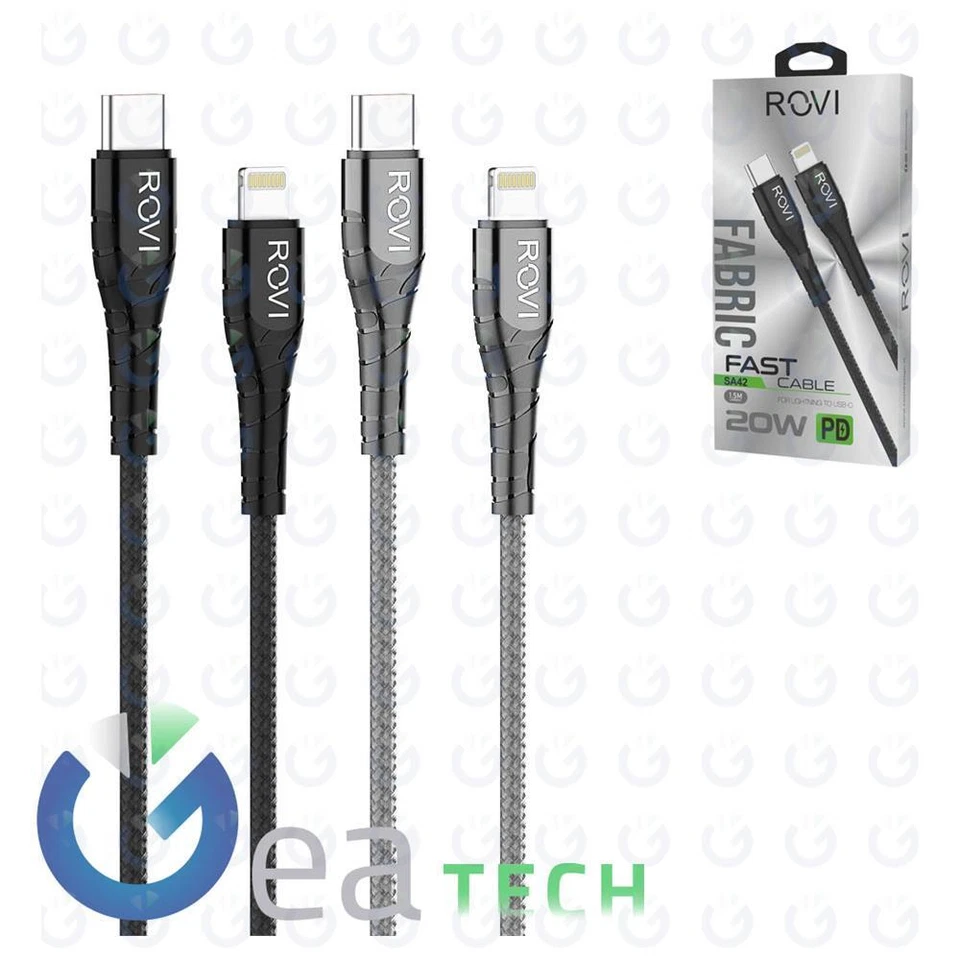 Cavo di Ricarica Type-C a Per iphone 3A ROVI SPORT Fast Rivestimento in Nylon - Immagine 1 di 1