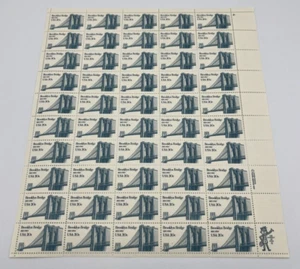 #2041 Sheet of 50 20 Cent Stamps Brooklyn Bridge Centennial MNH Scarce - Picture 1 of 10