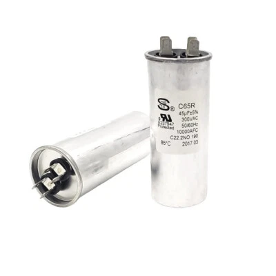 QXPARTS C65R 45uF 300VAC 50/60Hz 10000AFC C22.2NO.190 85 C Round Run Capacitor E237947