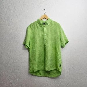 Slim fit green linen button up shirt - Picture 1 of 4