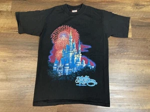 Vintage 90s Walt Disney World Magic Kingdom T-shrit Small Black USA - Picture 1 of 7