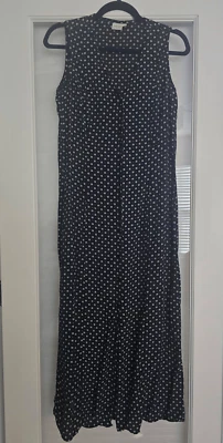 Женские винтажные United цвета Benetton без рукавов кнопка вниз макси платье темно-синий - Изображение 1 из 4