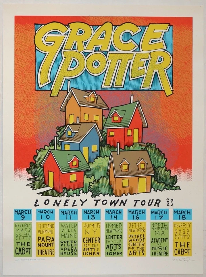 2023 Grace Potter - Northeast US Tour Silkscreen Concert Poster s/n by Jay Ryan - Image 1 of 1