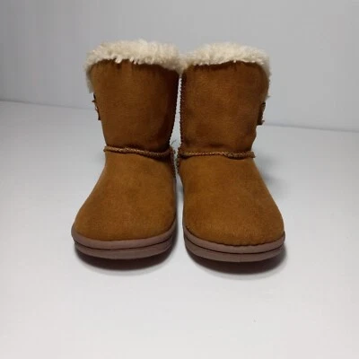 Garanimals Toddler Girl Size 3 Brown Suede Boots Sherpa Lined Heart Buckle Shoe - Image 1 of 4