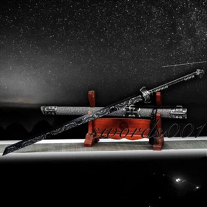 Espada china de acero al carbono con patrón de serpiente dinastía Tang Dao 唐横刀 hoja recta  - Imagen 1 de 8