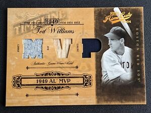 2004 Playoff Prime Cuts Ted Williams TL-91 Timeline Triple Game Used Relic /9 