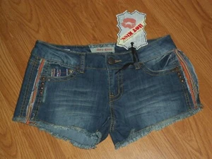 *HOT KISS JEAN CICI PANTALONES CORTOS TALLA 3 JUNIOR TACHUELAS DESGASTADOS ELÁSTICOS NUEVOS CON ETIQUETAS - Imagen 1 de 2