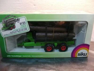 WOW EXTREMELY RARE #2953 John Deere Forester Trailer w/ Crane + 6 Logs 1:32 Siku - Image 1 of 2