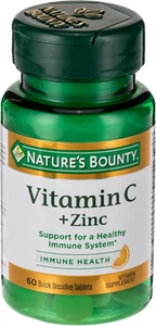 Natures Bounty Vitamin C + Zinc 60Mg - Immune Support, 60 Tablets - Picture 1 of 12