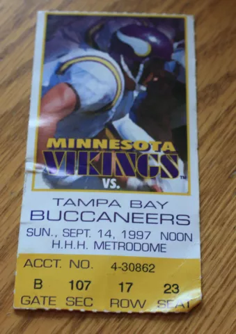 Minnesota Vikings Ticket Stub - September 14 1997 - Cris Carter 79th Career TD Cover