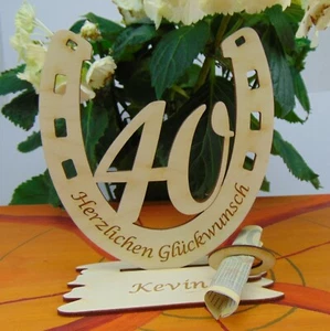 Geldgeschenk 40 Geburtstag Gutschein Hufeisen Namensgravur - Bild 1 von 2