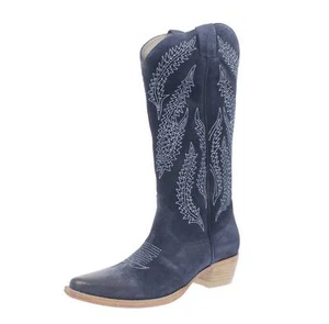 883 Stivali Texani In Suede Blu - Taglia 36 Scarpe Donna Stivali - Foto 1 di 3