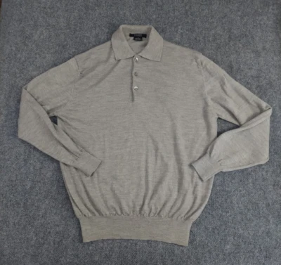 Suéter Georgiolini Para Hombre Grande Gris Lana Merino Extrafina Hecho en Italia Cuello Foto 1 de 4