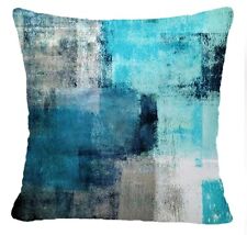 18x18" Cushion COVER Teal Blue White Two Sided Decorative Throw Pillow Case Sofa
