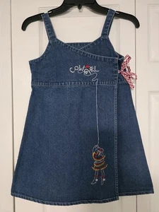 Y2K Vintage Basic Editions Cowgirl Embroidered Denim Wrap Dress Size 7/8 GUC - Picture 1 of 13