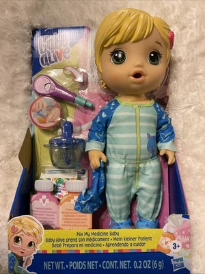 Baby Alive Mix My Medicine Muñeca Bebé, Pijama Gatito-Gato, Bebidas y Oris! NUEVO Foto 1 de 4