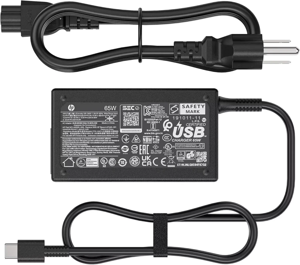 Cargador Original 65W USB C Tipo C para HP Chromebook Lenovo/Acer/Asus/Samsung Foto 1 de 4