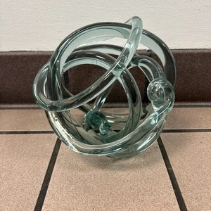 Glass Sculpture Avenue 51 Hand Blown Blue Center Piece Coffee Table Decor Art - Picture 1 of 5