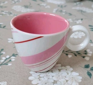 Starbucks Coffee Holiday 2007 Pink Candy Cane Striped Coffee Mug 3 oz Demi Cup - Picture 1 of 5