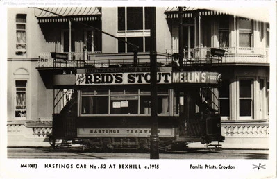 PC KENT BEXHILL HASTINGS CAR TRAM REAL PHOTO ENGLAND (u3660) - Image 1 of 2