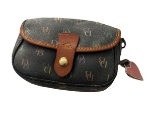 Dooney and Bourke schwarz DB Logo Regenbogen Kalbsleder ohne Riemen Geldbörse Portemonnaie Etui Y2K - Bild 1 von 6