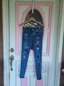 American Eagle Jegging Super Super Stretch X Destroyed Shadow Patched SIZE 4 - Picture 1 of 5