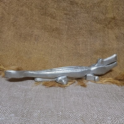 WOW!! Vintage 8.5" Metal Alligator/Crocodile Nutcracker~ Silver Tone!! - Image 1 of 2