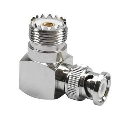 BNC Male Plug To UHF SO239 Female RF Coaxial Adapter Cable Connector Right Angle - Image 1 of 4