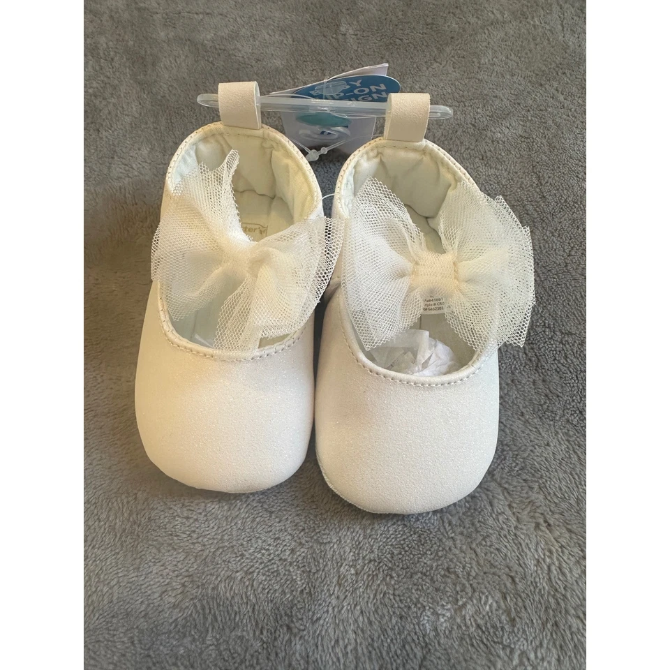 Carter's Bebé Niñas Blanco Zapatos de Vestir, Talla 2 3-6 Meses, Nuevos Con Etiquetas Foto 1 de 4