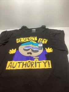 Cartman Rispetta la Mia Autorità Nuovo con etichette! T-shirt uomo 3XL. Camicia nera South Park Comedy - Foto 1 di 4