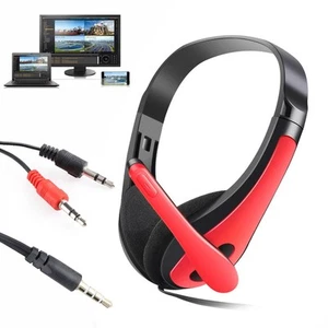 Computer Phone Noise Cancelling Headset Head Headphone 3.5mm Microphone Headset - Photo 1/15